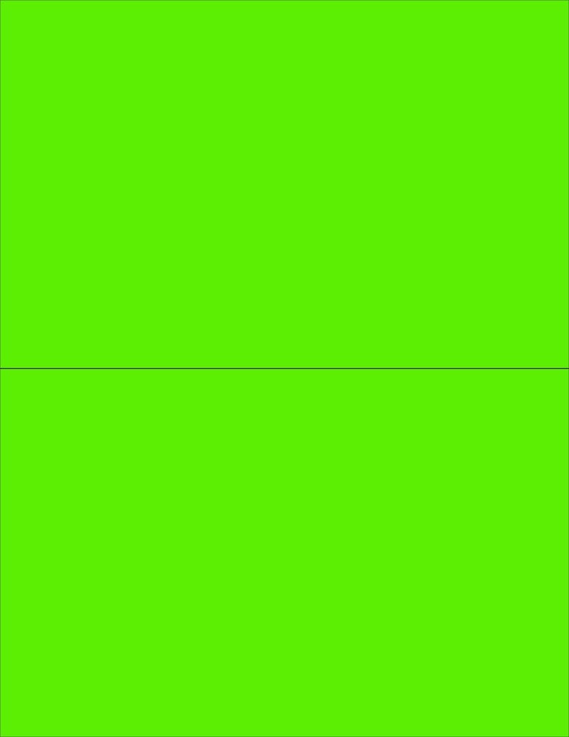 NextDayLabels - 8-1/2 x 11" Neon Color High Light Fluorescent Labels for Laser & Inkjet Printer (Green Fluorescent, 8-1/2" x 5-1/2" - 2 Per Page | 50 Labels) - Image 1
